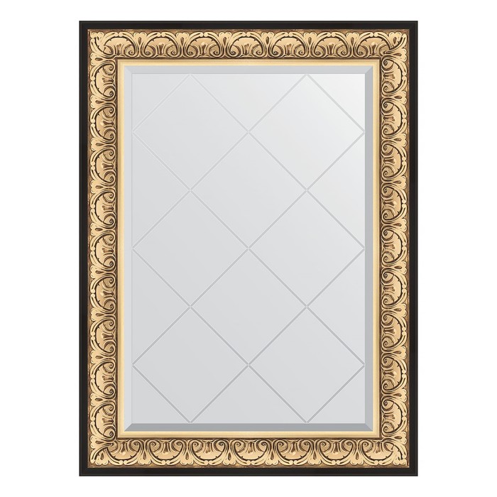 Зеркало с гравировкой в багетной раме, барокко золото 106 мм, 80x107 см