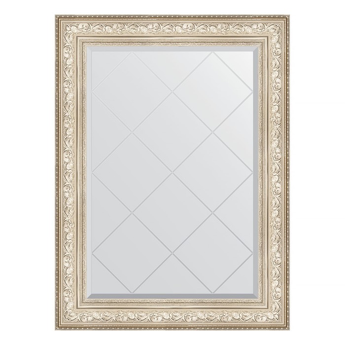 Зеркало с гравировкой в багетной раме, виньетка серебро 109 мм, 80x108 см 27817