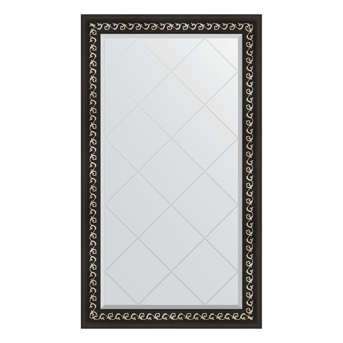 Зеркало с гравировкой в багетной раме, черный ардеко 81 мм, 75x129 см зеркало напольное с гравировкой в багетной раме черный ардеко 81 мм 110x199 см