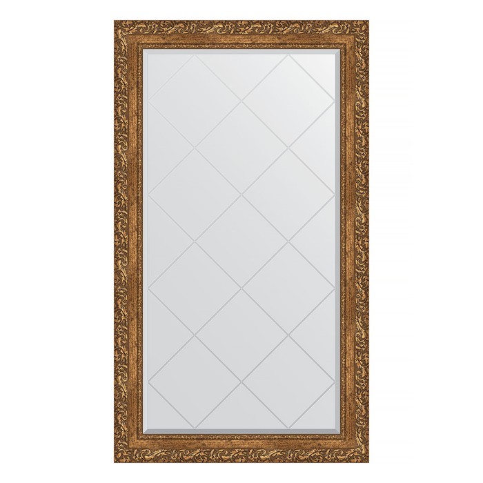 Зеркало с гравировкой в багетной раме, виньетка бронзовая 85 мм, 75x130 см