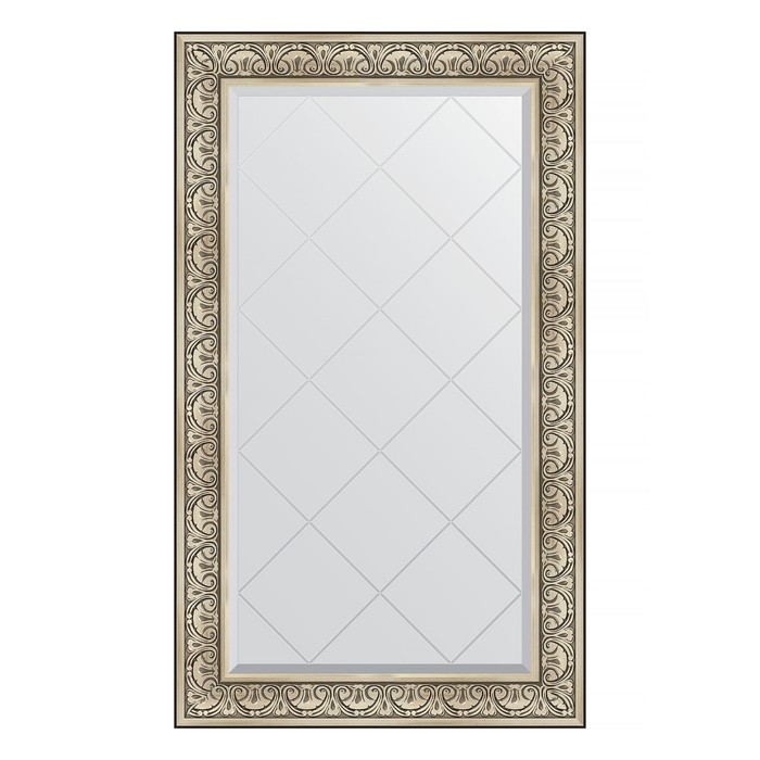 Зеркало с гравировкой в багетной раме, барокко серебро 106 мм, 80x135 см зеркало с гравировкой в багетной раме evoform барокко серебро 106 мм 80x135 см