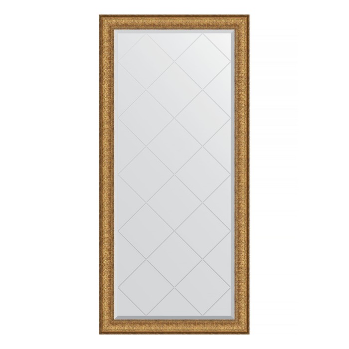 Зеркало с гравировкой в багетной раме, медный эльдорадо 73 мм, 74x156 см 23668