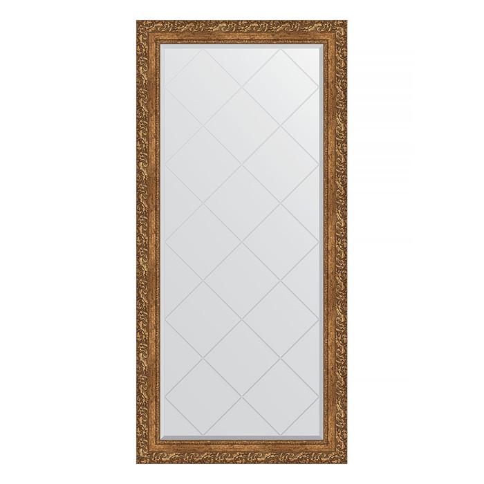 Зеркало с гравировкой в багетной раме, виньетка бронзовая 85 мм, 75x157 см