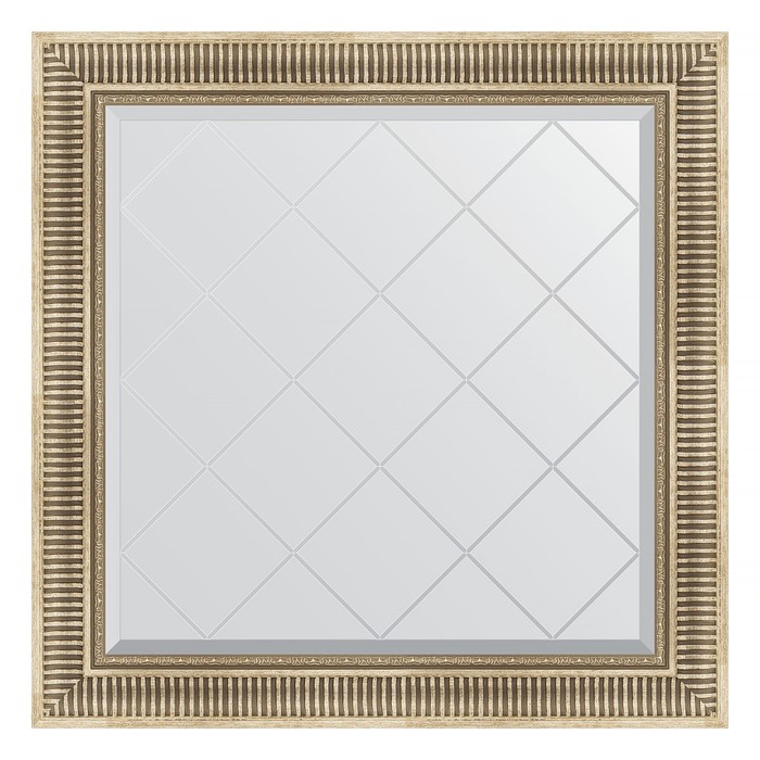 Зеркало с гравировкой в багетной раме, серебряный акведук 93 мм, 87x87 см