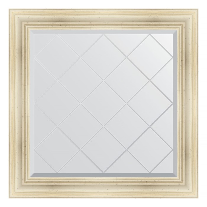 Зеркало с гравировкой в багетной раме, травленое серебро 99 мм, 89x89 см зеркало с гравировкой в багетной раме травленое золото 99 мм 89x89 см