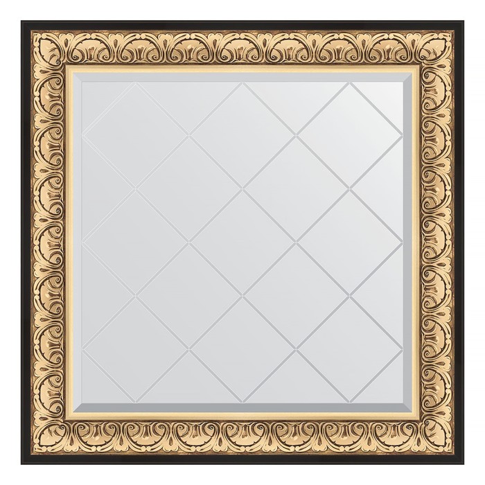 Зеркало с гравировкой в багетной раме, барокко золото 106 мм, 90x90 см зеркало с гравировкой в багетной раме барокко золото 106 мм 100x125 см