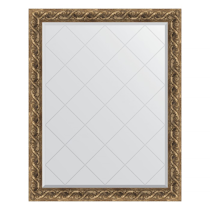 Зеркало с гравировкой в багетной раме, фреска 84 мм, 96x121 см зеркало с гравировкой в багетной раме фреска 84 мм 66x88 см