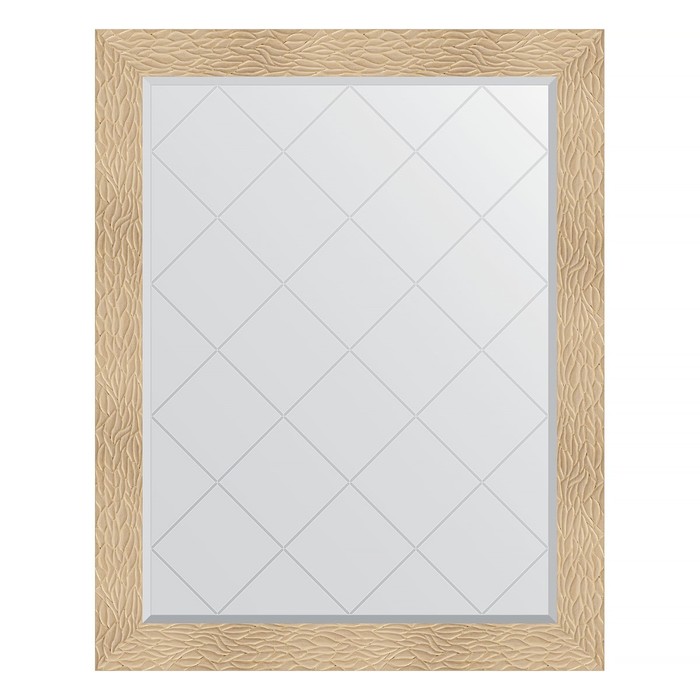 цена Зеркало с гравировкой в багетной раме, золотые дюны 90 мм, 96x121 см