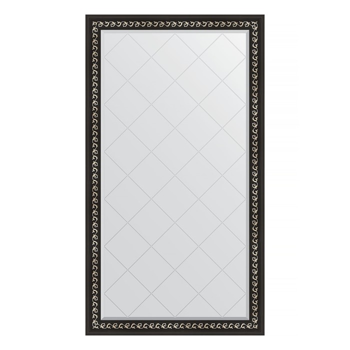 Зеркало с гравировкой в багетной раме, черный ардеко 81 мм, 95x169 см зеркало напольное с гравировкой в багетной раме черный ардеко 81 мм 110x199 см
