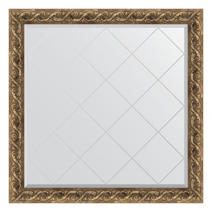 Зеркало с гравировкой в багетной раме, фреска 84 мм, 106x106 см зеркало с гравировкой в багетной раме фреска 84 мм 131x185 см