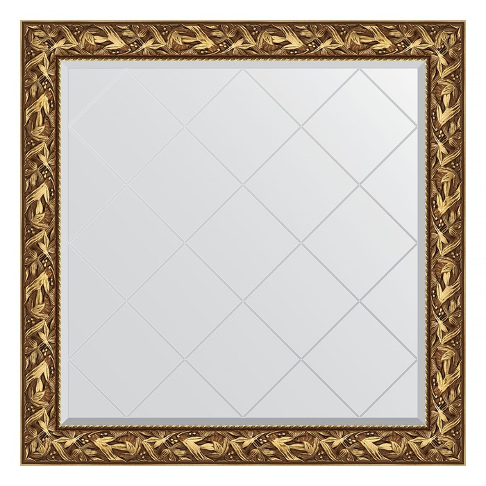 Зеркало с гравировкой в багетной раме, византия золото 99 мм, 109x109 см зеркало с гравировкой в багетной раме evoform византия серебро 99 мм 109x109 см