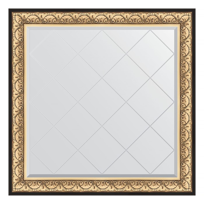 Зеркало с гравировкой в багетной раме, барокко золото 106 мм, 110x110 см зеркало с гравировкой в багетной раме барокко серебро 106 мм 110x110 см