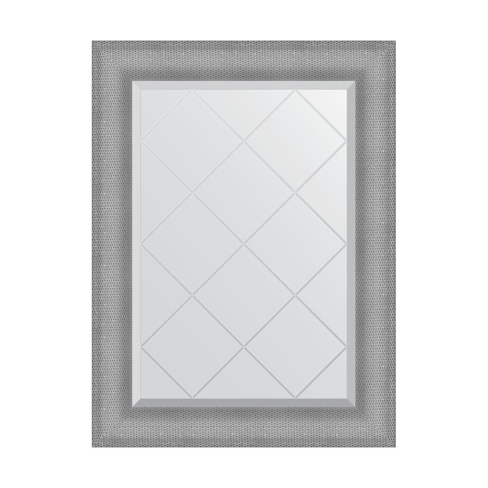 Зеркало с гравировкой в багетной раме, серебряная кольчуга 88 мм, 67x89 см зеркало напольное с гравировкой в багетной раме серебряная кольчуга 88 мм 112x202 см
