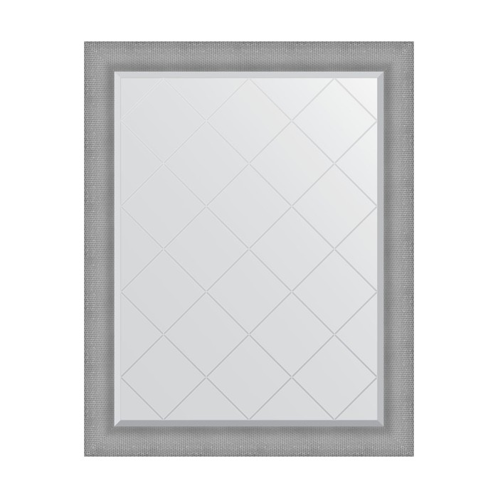 Зеркало с гравировкой в багетной раме, серебряная кольчуга 88 мм, 97x122 см