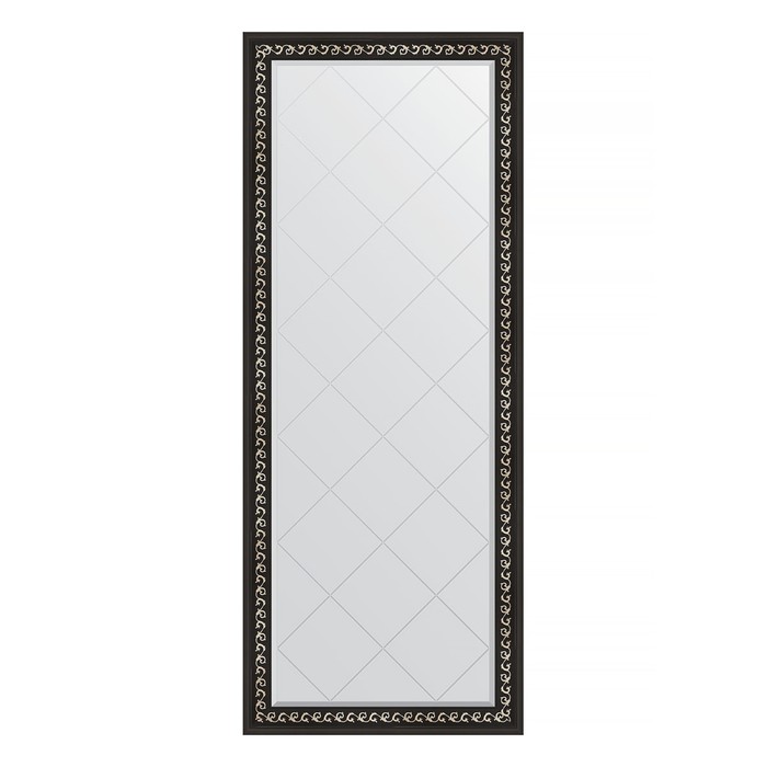 Зеркало напольное с гравировкой в багетной раме, черный ардеко 81 мм, 80x199 см