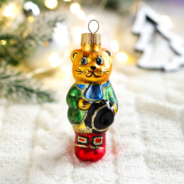 

Ёлочная игрушка "Кот в сапогах", 10 см, стекло