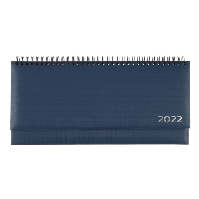 Планинг датированный 2022 г 294 х 142 мм, 64 листа на гребне Lancaster, твёрдая обложка с поролоном, тиснение, синий