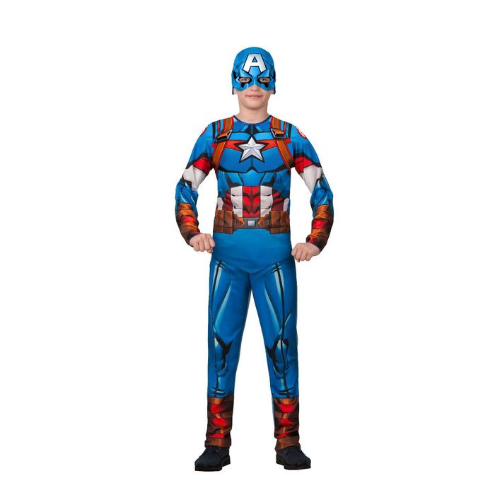 фото Карнавальный костюм "капитан америка", сорочка, брюки, головной убор, р.32, рост 128 см батик