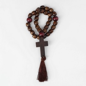 Чётки деревянные "Православные" 30 бусин с  крупным крестом, цвет вишнёво-коричневый