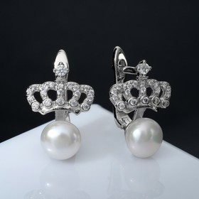 

Серьги родированные "Майорка" корона, цвет белый в серебре