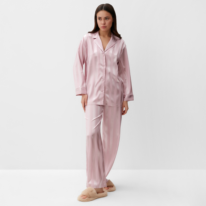 цена Пижама женская (рубашка, брюки) KAFTAN Полоска, пудровый, размер 40-42