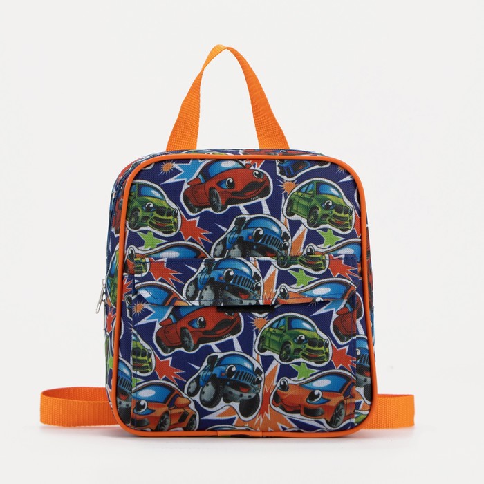 Рюкзак детский на молнии, наружный карман, цвет синий/оранжевый