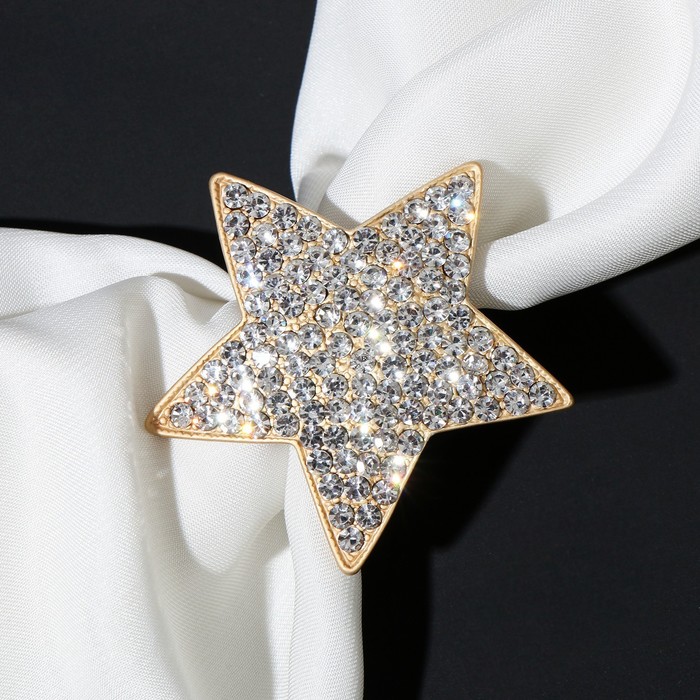 цена Кольцо для платка «Звезда», цвет белый в матовом золоте
