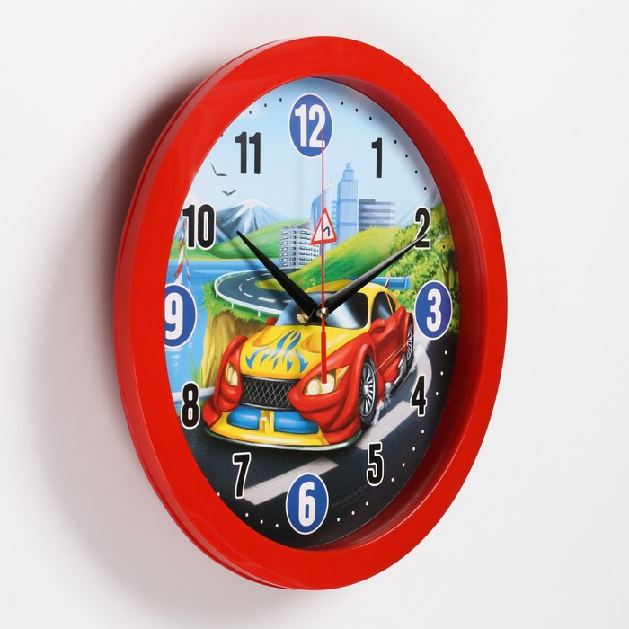 фото Часы настенные, детские, "машинка", бесшумные, d-28 см соломон