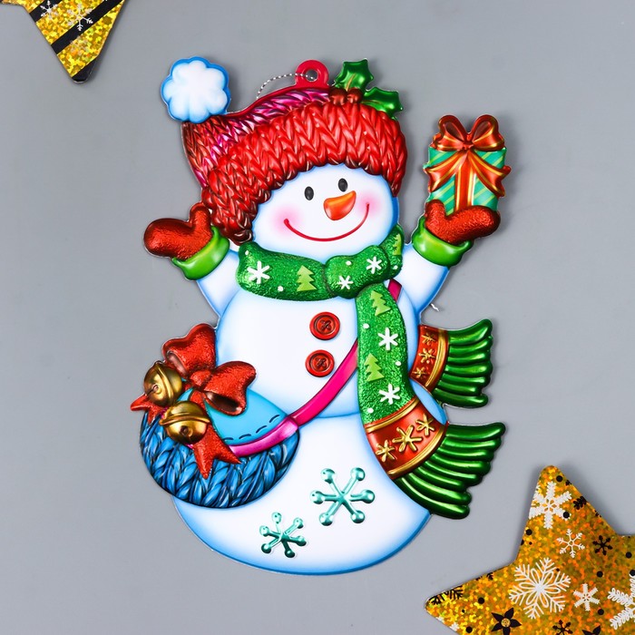 фото Декоративное украшение "снеговик в шапке" 13х23 см room decor