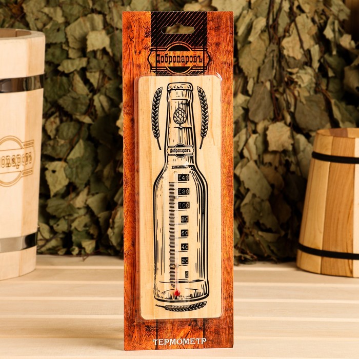 Термометр спиртовой Бутылка, деревянный 140 С цена и фото