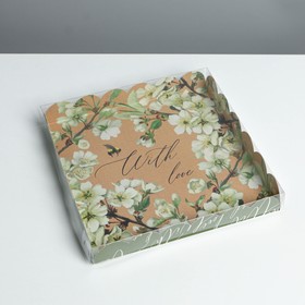 Коробка для печенья, кондитерская упаковка с PVC крышкой, «Пчёлка», 21 х 21 х 3 см