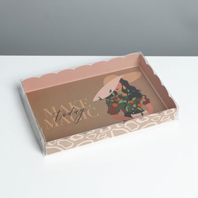 Коробка для кондитерских изделий с PVC крышкой «Make today magic», 22 × 15 × 3 см Ош