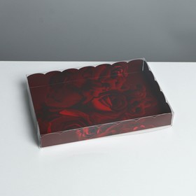 Коробка для кондитерских изделий с PVC крышкой «Розы», 22 × 15 × 3 см Ош