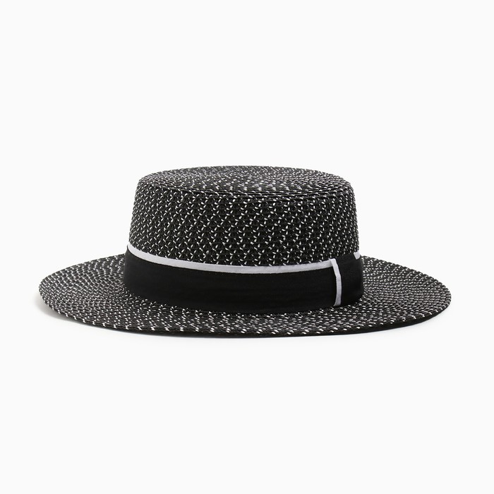 Шляпа женская MINAKU с чёрной лентой, цвет темно-серый, p-p 56-58