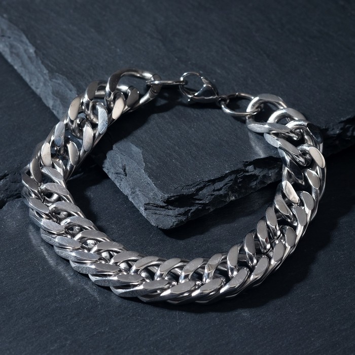 Браслет мужской «Стальной» цепь, цвет серебро, 21 см hand around стальной браслет цепь с панцирным плетением и чернением