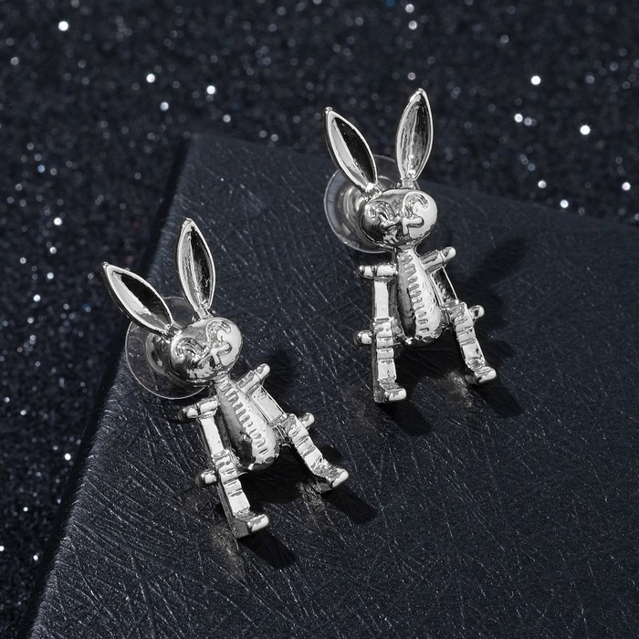 

Серьги "Зайка" игрушка, цвет серебро
