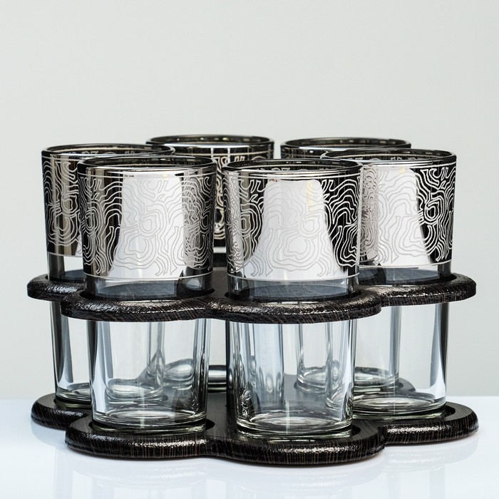 Мини-бар набор из 6-ти стаканов 230 мл Jungle серебро