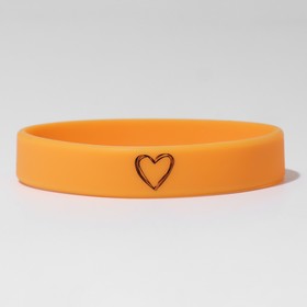 Силиконовый браслет "Нарисованное сердце" женский, цвет оранжевый, 18см