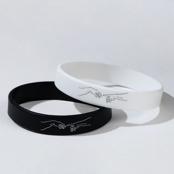 Силиконовые браслеты «Неразлучники» создание, цвет чёрно-белый, 18,20 см браслеты неразлучники пазлы с сердечком цвет чёрно белый