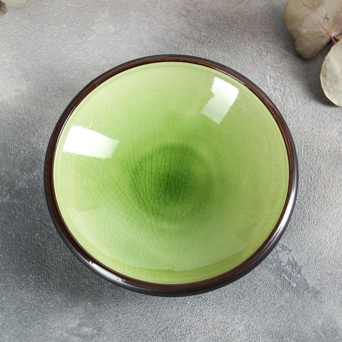 фото Салатник керамический «таллула», 16×4 см, цвет зелёный