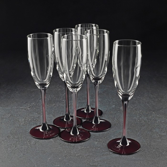 Набор стеклянных бокалов для шампанского «Домино», 170 мл, 6 шт набор бокалов для шампанского из 2 шт с золотой каймой 170 мл