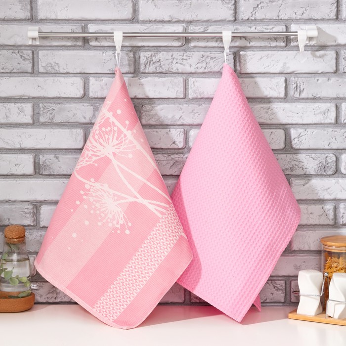 

Набор полотенец "Этель" Одуванчики 40х60см- 2шт.,цвет розовый, 200г/м2, 100% хлопок