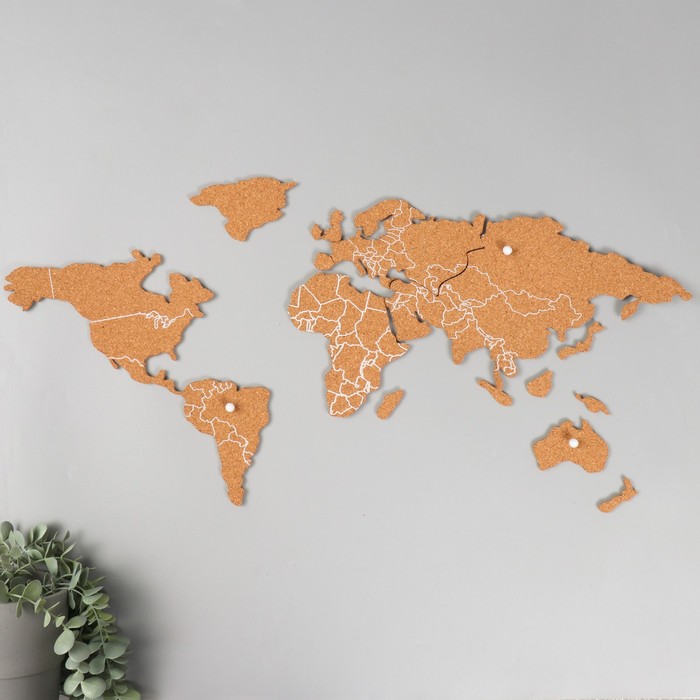 фото Панно-наклейка настенное пробка "карта мира" набор 40х70 см