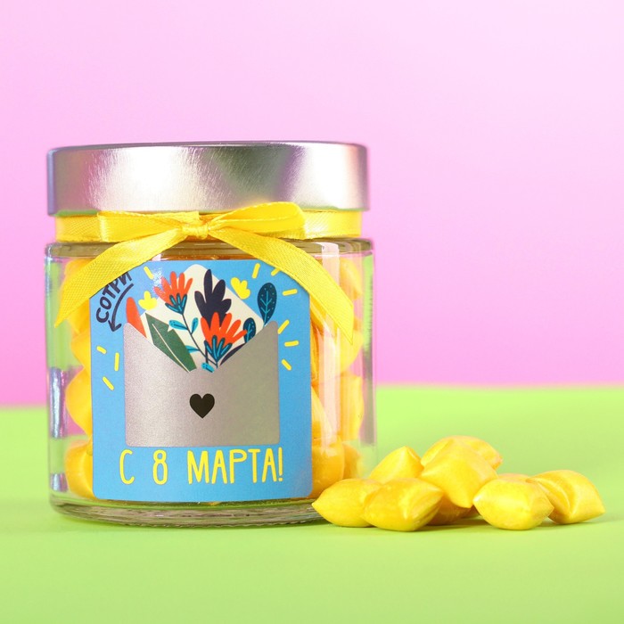 

Леденцы «8 марта. Конверт», в стеклянной банке, со скретч-слоем, 130 г.