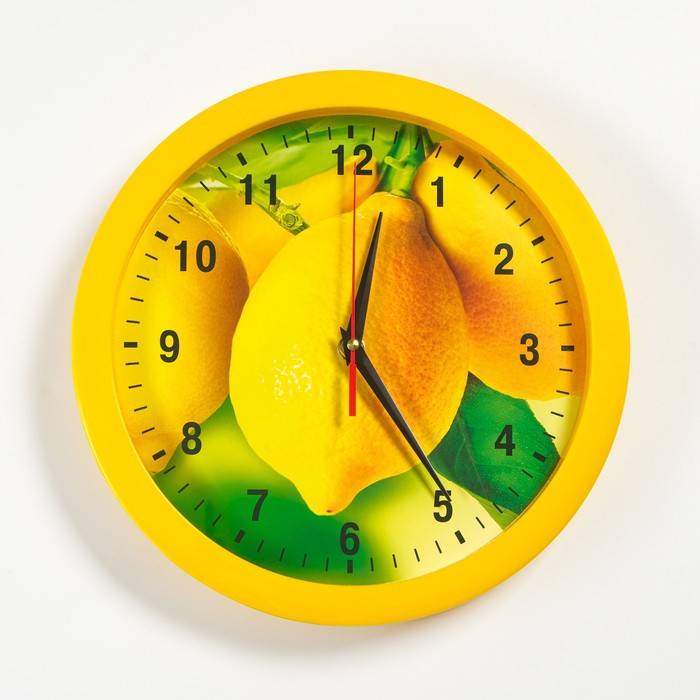 фото Часы настенные, серия фрукты, "лимоны", жёлтый обод, d=28 см соломон
