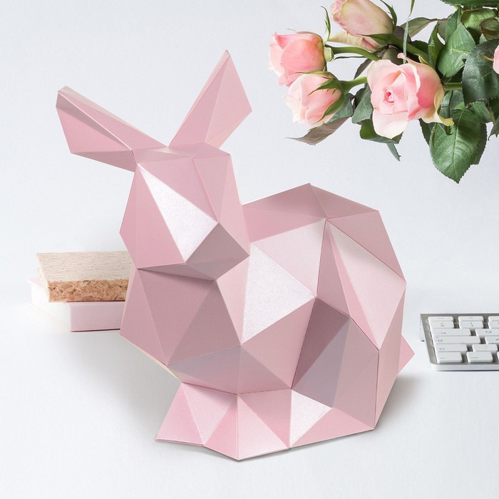 Бумажный конструктор "Кролик Няш" розовый 30х25х30см