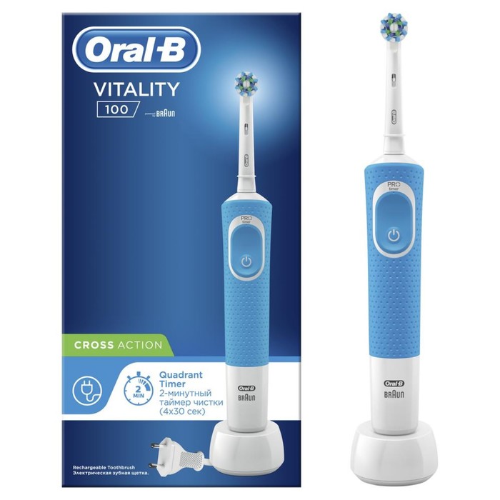 фото Электрическая зубная щётка oral-b vitality crossaction d100.413.1, type 3710, 7600 об/мин