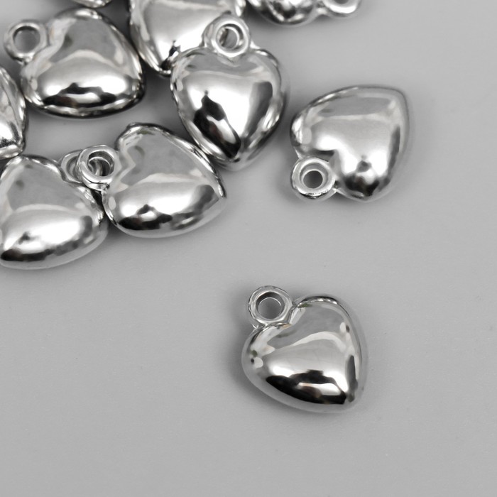 Подвеска Сердце, цвет серебро 12х15 мм