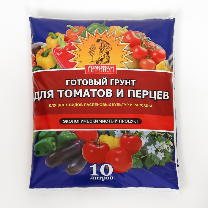 Грунт Сам себе Агроном, для томатов и перцев, 10 л грунт универсальный для томатов и перцев 10 л