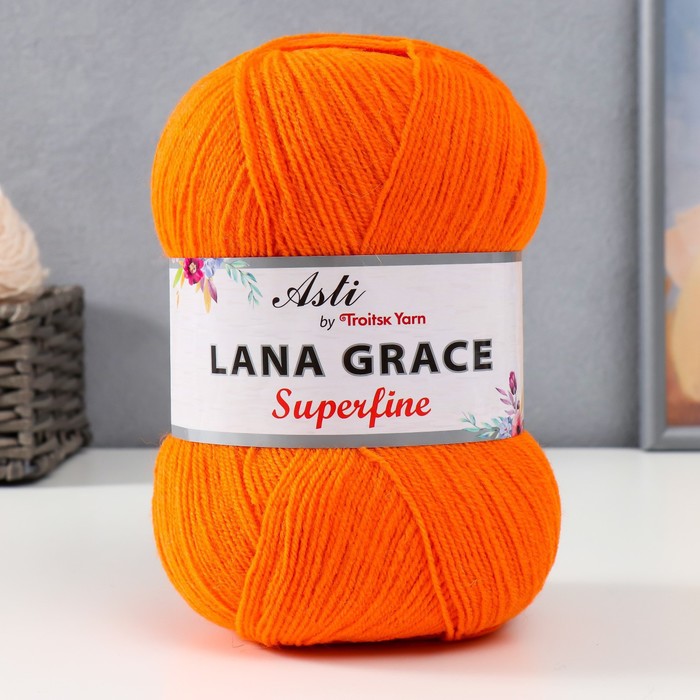 

Пряжа "Lana Grace Superfine" 25% шерсть мериноса, 75% акрил 610м/100гр (2410, апельсин)